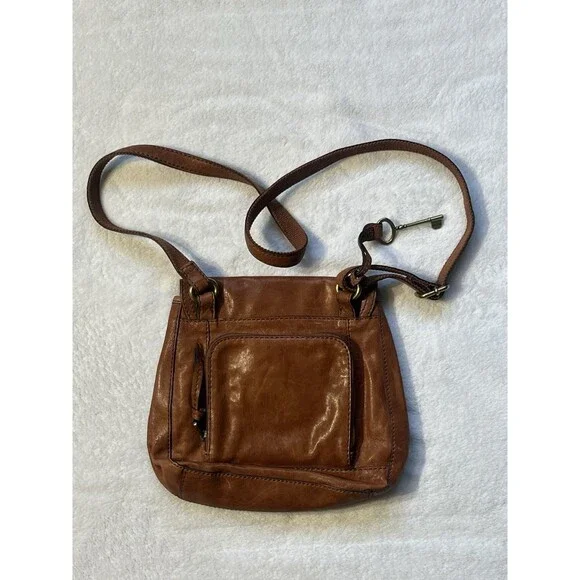 1954 FOSSIL Long Live Vintage Leather Crossbody Purse w/Key - Picture 6 of 11